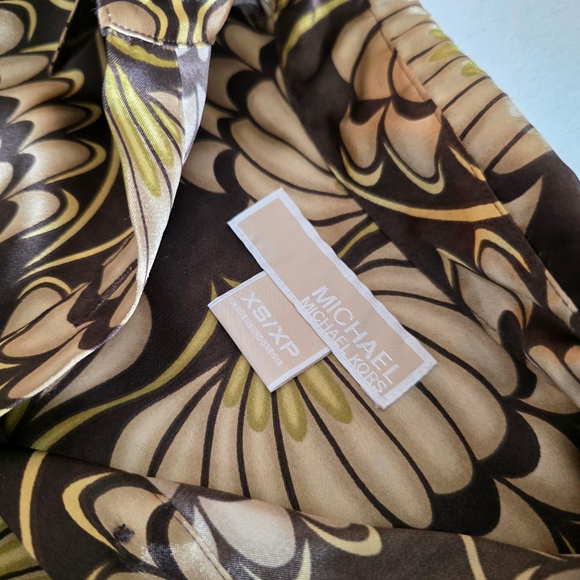 Women's Michael Kors Dress XS Brown Beige Floral - Picture 6 of 9